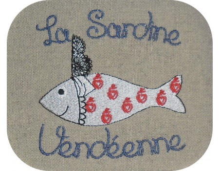 Instant download machine embroidery  Breton sardine