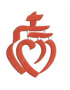 Instant download machine embroidery design vendée heart keychains ith