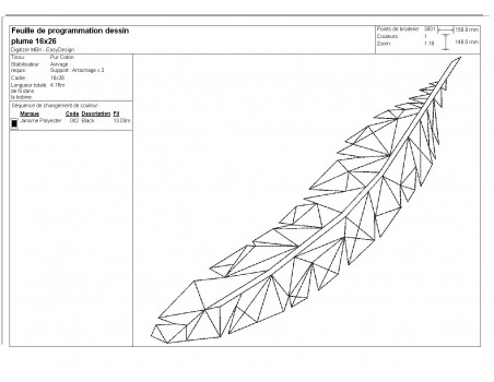 Motif de broderie machine plume  origami