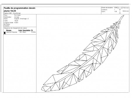 Motif de broderie machine plume  origami