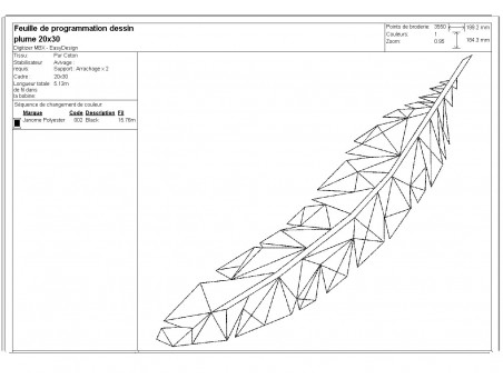 Motif de broderie machine plume  origami