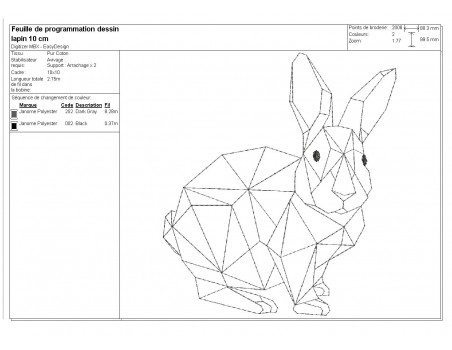 Motif de broderie machine lapin  origami