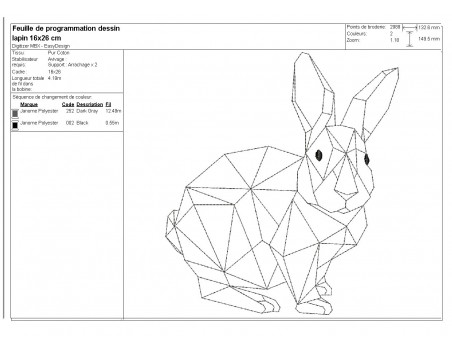 Motif de broderie machine lapin  origami