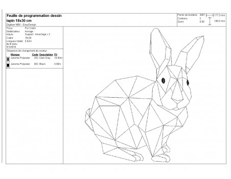 Motif de broderie machine lapin  origami