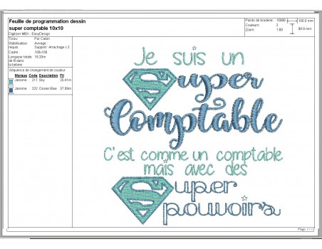 Motif de broderie super comptable