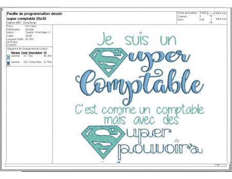 Motif de broderie super comptable