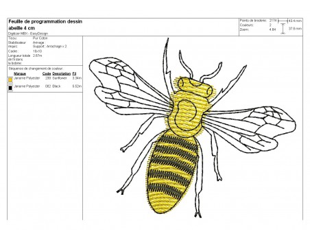 Motif de broderie machine abeille