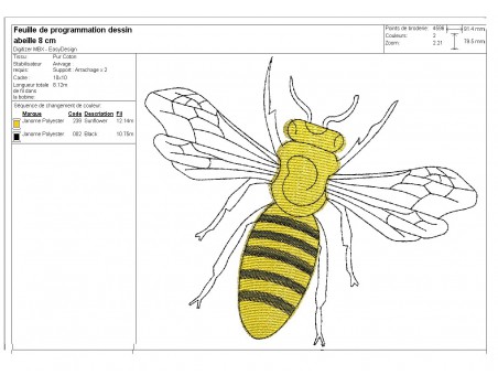 Motif de broderie machine abeille