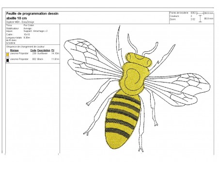 Motif de broderie machine abeille