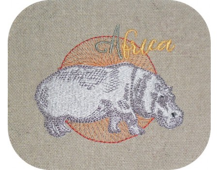 Motif de broderie machine hippopotame africa