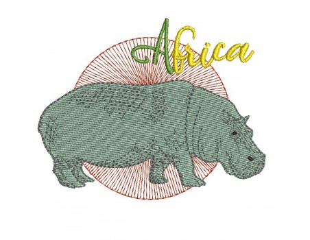 Motif de broderie machine hippopotame africa