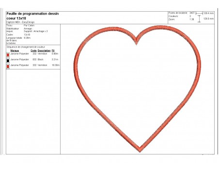 Motif de broderie cadre coeur appliqué