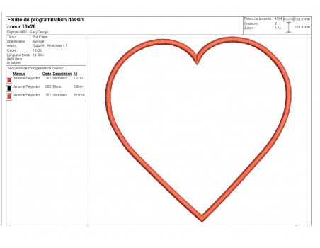 Motif de broderie cadre coeur appliqué