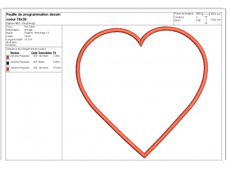 Motif de broderie cadre coeur appliqué