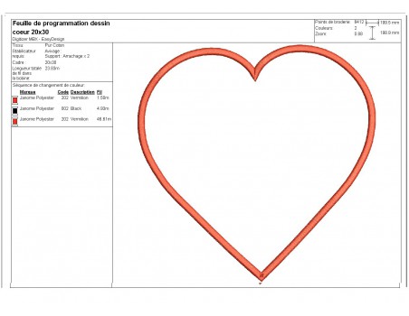 Motif de broderie cadre coeur appliqué