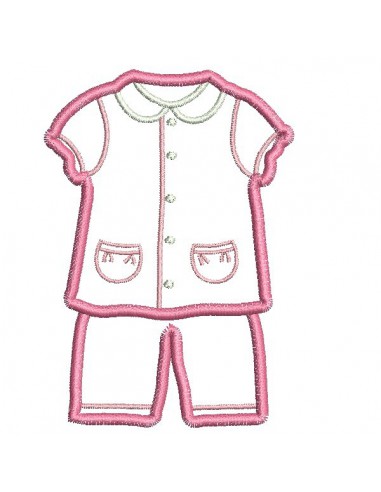 Motif de broderie machine pyjama fille