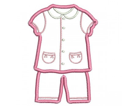 Motif de broderie machine pyjama fille