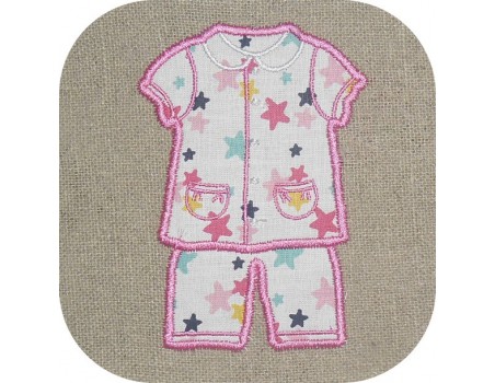 Motif de broderie machine pyjama fille