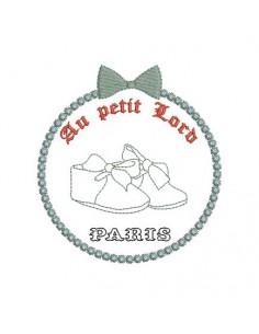 Motif de broderie  chaussons de bébé dans cadre
