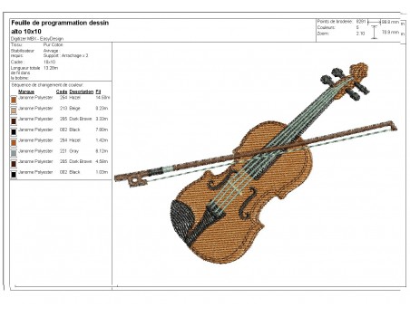 motif de broderie machine violon alto