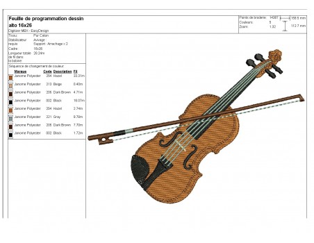 motif de broderie machine violon alto