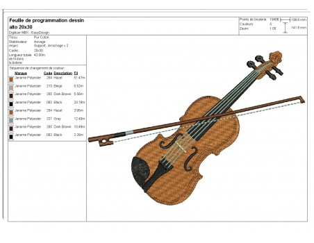 motif de broderie machine violon alto