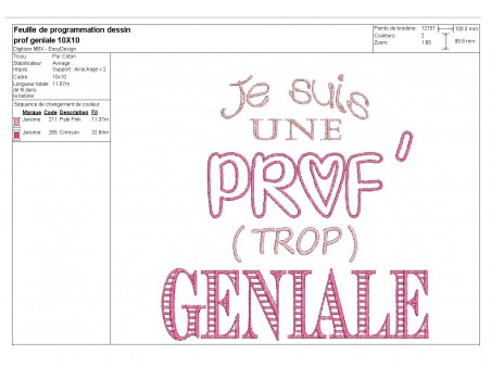 Motif de broderie  machine prof géniale