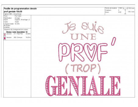 Motif de broderie  machine prof géniale