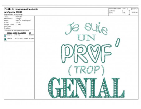 Motif de broderie  machine prof génial