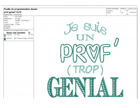 Motif de broderie  machine prof génial