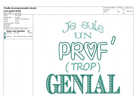 Motif de broderie  machine prof génial