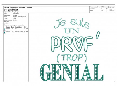 Motif de broderie  machine prof génial