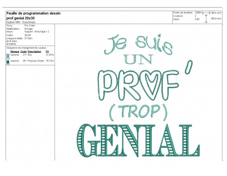 Motif de broderie  machine prof génial