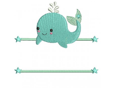 Motif de broderie machine baleine prénom garçon