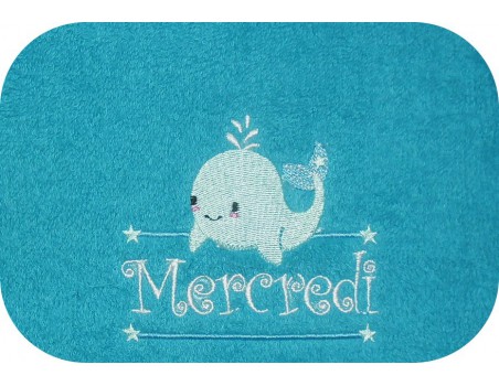 Motif de broderie machine baleine prénom garçon