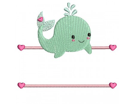 Instant download machine embroidery whale to customize for boy