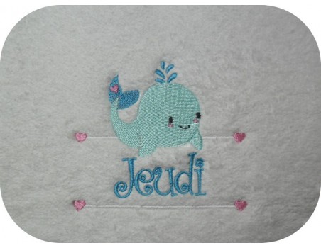 Motif de broderie machine baleine prénom fille