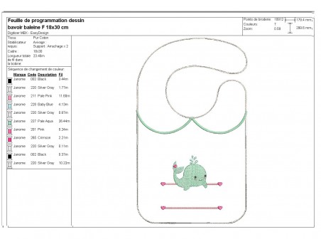 Motif de broderie machine ITH  Bavoir baleine prénom fille