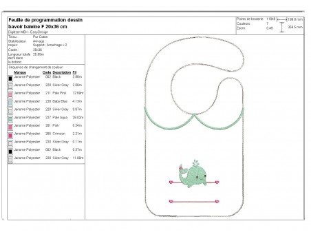 Motif de broderie machine ITH  Bavoir baleine prénom fille