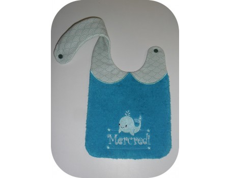 Instant downloads machine embroidery design machine  ITH  bib customizable  whale for girl