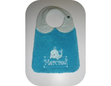 Instant downloads machine embroidery design machine  ITH  bib customizable  whale for girl