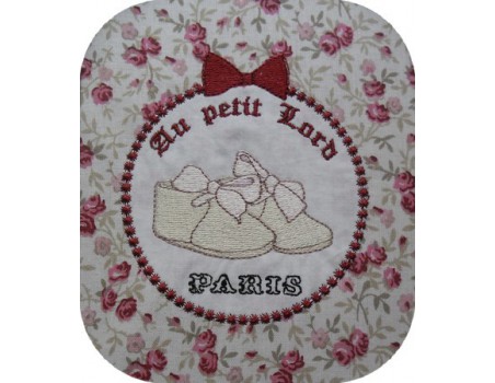 Motif de broderie  chaussons dans cadre