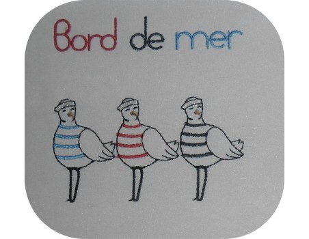 Motif de broderie machine mouettes  bord de mer