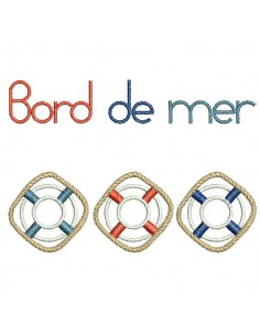 Motif de broderie machine bouées  bord de mer