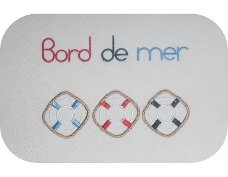 Motif de broderie machine bouées  bord de mer