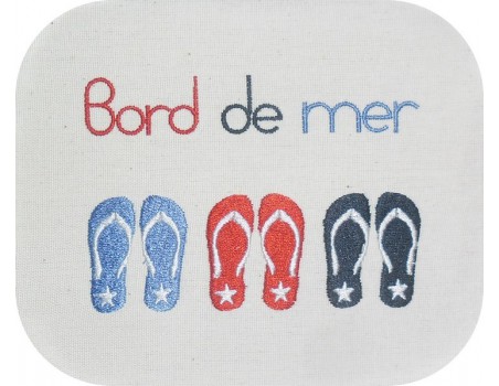 Motif de broderie machine tongs  bord de mer