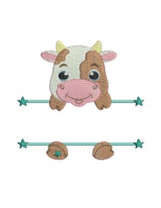 Motif de broderie machine vache prénom garçon