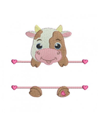 Motif de broderie machine vache prénom fille