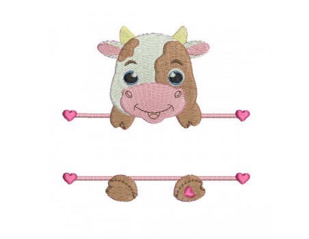 Motif de broderie machine vache prénom fille