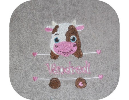 Instant download machine embroidery cow to customize for boy